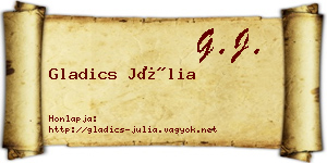 Gladics Júlia névjegykártya